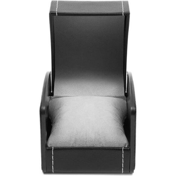 Black Faux Leather Watch Box Single Slot Case with Pillow Jewelry Display - Picture 4 of 8